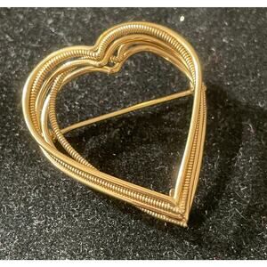 Vintage WELLS 1/20 12k GF yellow gold open heart brooch